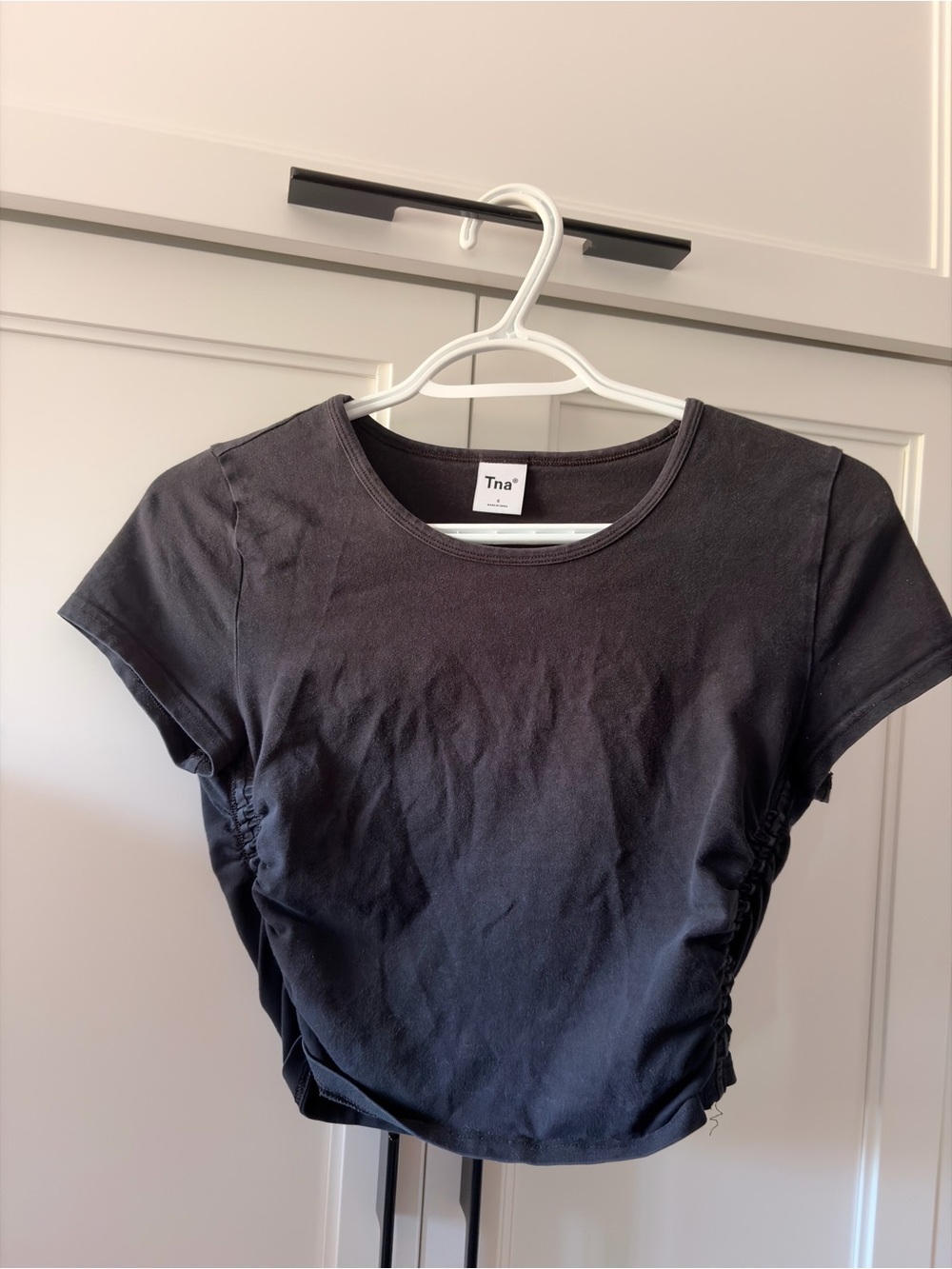 TNA Black Ruched Crop Top